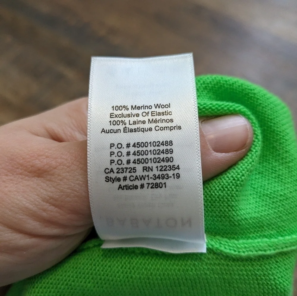 Aritzia Babaton Nathaniel 100% merino wool sweater fluro lime green - Picture 10 of 11